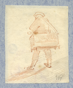 39597 Afbeelding van een man die een kist draagt tijdens een kermis te Utrecht.